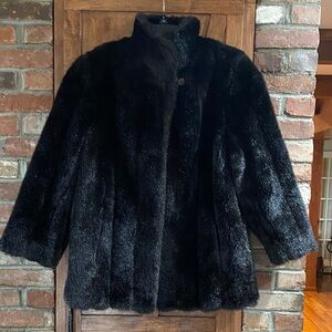 Vintage Black Faux Fur Coat